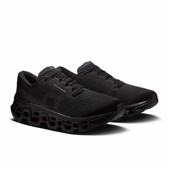 On Mens Cloudmonster 3 Running Shoes Black/Black On Mens Cloudmonster 3 Running Shoes Black/Black
