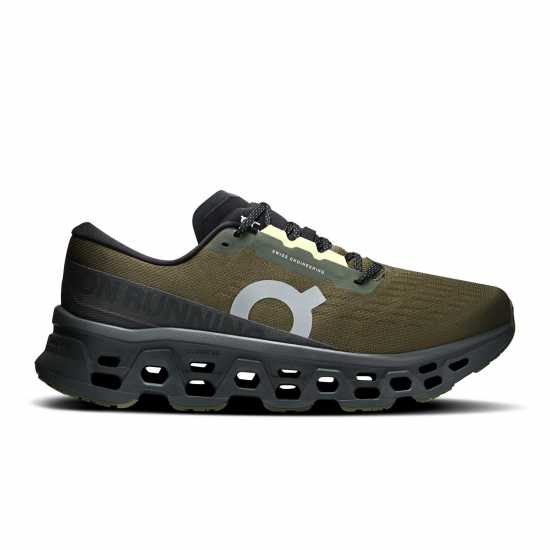 On Mens Cloudmonster 3 Running Shoes Olive/Eclipse On Mens Cloudmonster 3 Running Shoes Olive/Eclipse