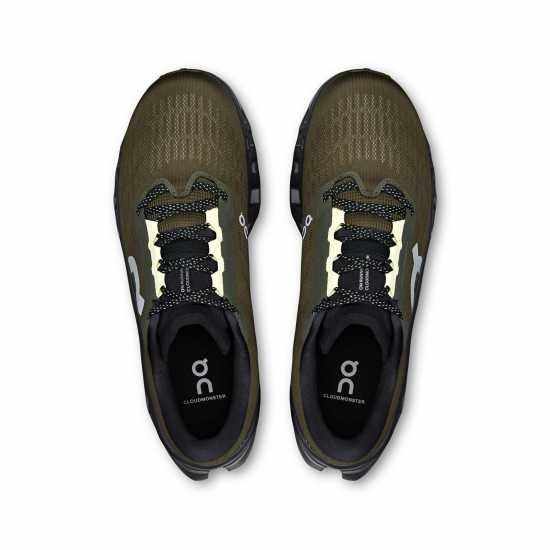 On Mens Cloudmonster 3 Running Shoes Olive/Eclipse On Mens Cloudmonster 3 Running Shoes Olive/Eclipse