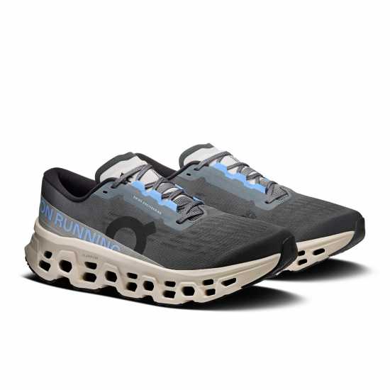On Mens Cloudmonster 3 Running Shoes Rock/Silver On Mens Cloudmonster 3 Running Shoes Rock/Silver