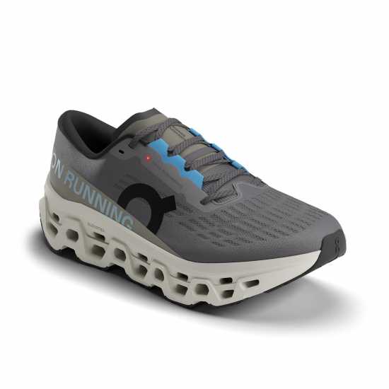 On Mens Cloudmonster 3 Running Shoes Rock/Silver On Mens Cloudmonster 3 Running Shoes Rock/Silver