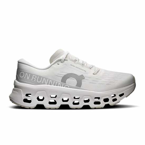 On Womens Cloudmonster 3 Running Shoes White/Wolf On Womens Cloudmonster 3 Running Shoes White/Wolf