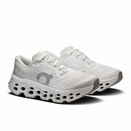 On Womens Cloudmonster 3 Running Shoes White/Wolf On Womens Cloudmonster 3 Running Shoes White/Wolf