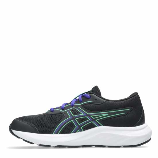 Asics Contend 9 Gs Kids Road Running Shoes Black/Vital Grn Asics Contend 9 Gs Kids Road Running Shoes Black/Vital Grn