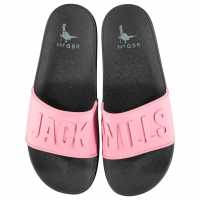 Jack Wills Logo Sliders Pink/Navy Дамски сандали и джапанки