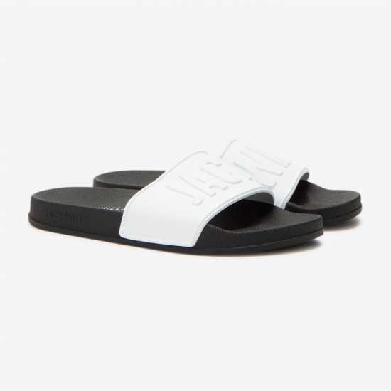 Jack Wills Logo Sliders White/Black - Дамски сандали и джапанки