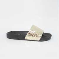 Brave Soul Mens Metallic Crocodile Strap Slider Gold Мъжки сандали и джапанки