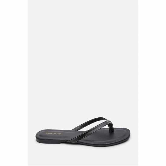 Wheres That From Where’S Flip Flop Sandal With Contrast Stitch Detail Black PU Wheres That From Where’S Flip Flop Sandal With Contrast Stitch Detail Black PU