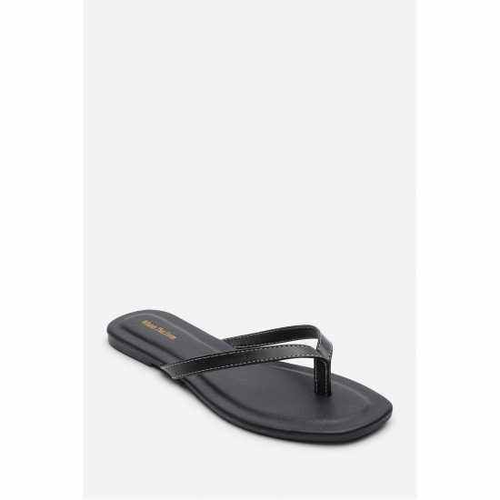 Wheres That From Where’S Flip Flop Sandal With Contrast Stitch Detail Black PU Wheres That From Where’S Flip Flop Sandal With Contrast Stitch Detail Black PU