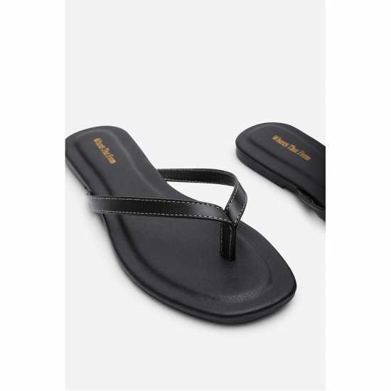 Wheres That From Where’S Flip Flop Sandal With Contrast Stitch Detail Black PU Wheres That From Where’S Flip Flop Sandal With Contrast Stitch Detail Black PU