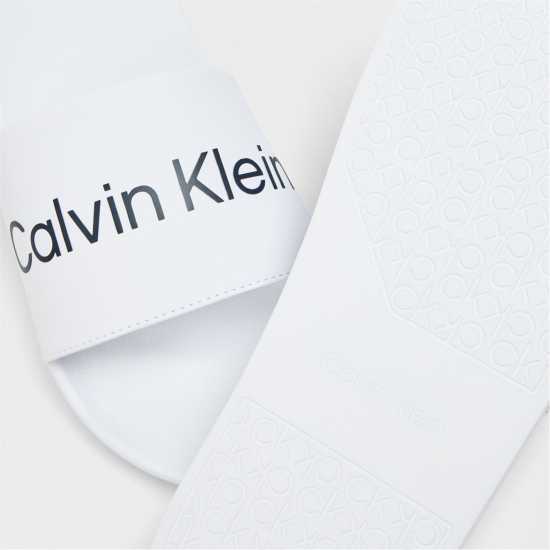 Calvin Klein Logo Sliders Бяло/Черно Мъжки сандали и джапанки