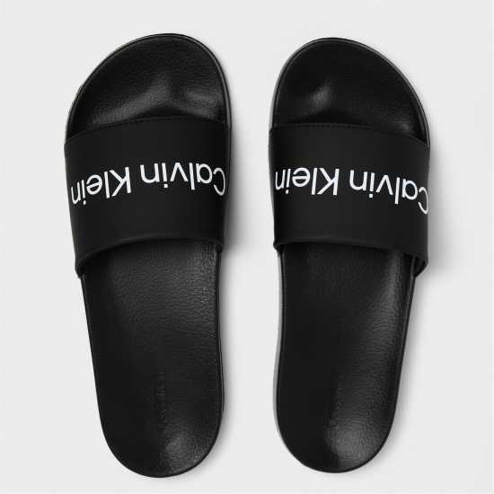 Calvin Klein Logo Sliders Черно/Бяло Мъжки сандали и джапанки