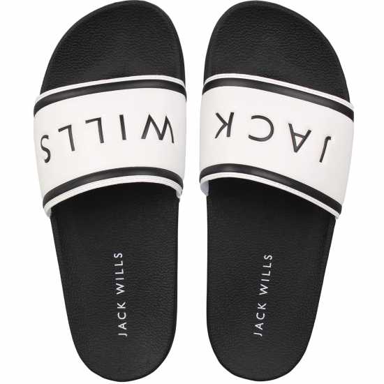 Мъжки сандали и джапанки Jack Wills Logo Sliders Бяло/Черно Jack Wills Logo Sliders Бяло/Черно Мъжки сандали и джапанки
