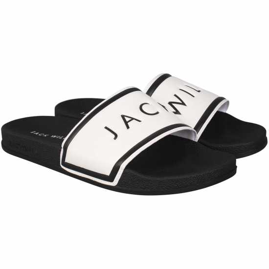 Мъжки сандали и джапанки Jack Wills Logo Sliders Бяло/Черно Jack Wills Logo Sliders Бяло/Черно Мъжки сандали и джапанки