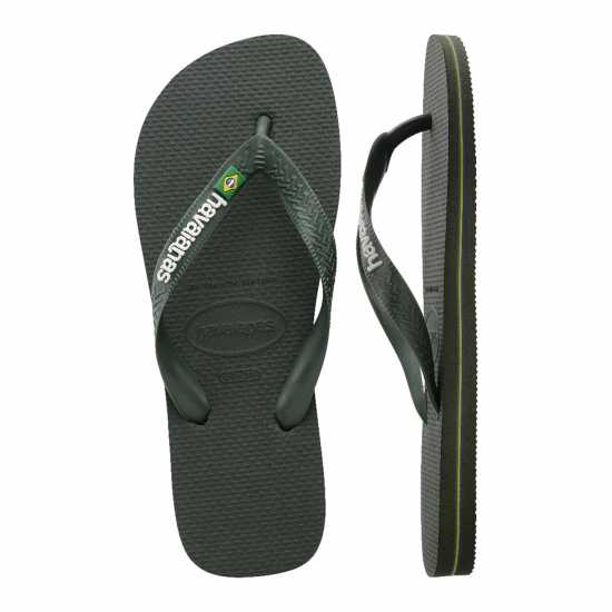 Havaianas Дамски Джапанки Brasil Logo Flip Flops Олива зелена Мъжки сандали и джапанки