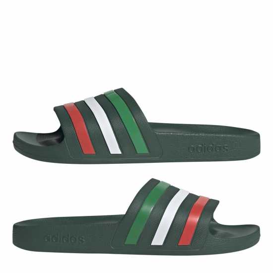 Adidas Adilette Aqua Slide Mens Grn/Wht/Red Adidas Adilette Aqua Slide Mens Grn/Wht/Red