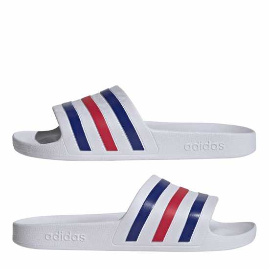 Adidas Adilette Aqua Slide Mens Wht/Red/Blue Adidas Adilette Aqua Slide Mens Wht/Red/Blue