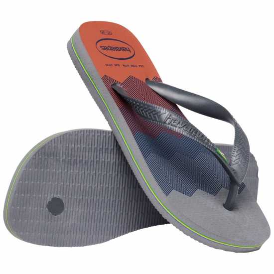 Havaianas Мъжки Джапанки Hav. Brasil Fresh Black/black/leaf Flip Flops Mens Steel Grey 