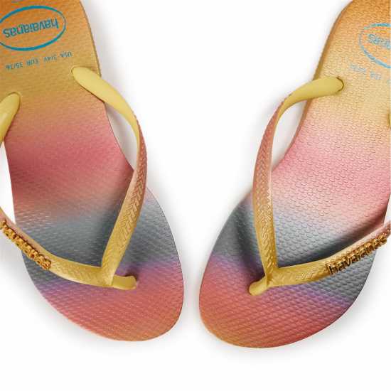 Havaianas Джапанки Women's Slim Gradient Sunset Flip Flops Lemon Yellow 