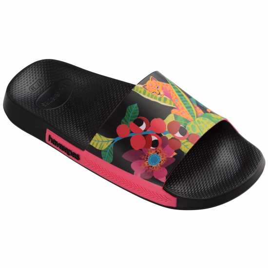 Havaianas Джапанки Hav. Slide Print Black/pink Paradis Flip Flops Womens  