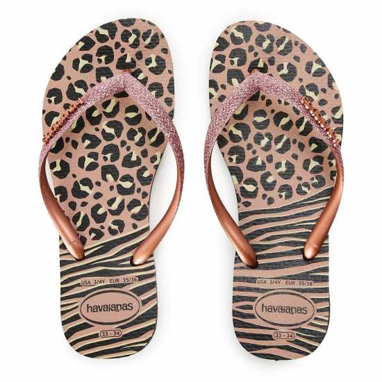 Havaianas Джапанки Hav. Slim Animals Mix Black/gold 33 Flip Flops Womens  