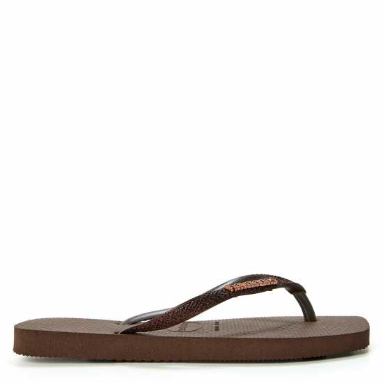 Havaianas Джапанки Women's Square Glitter Flip Flops Dark Brown 