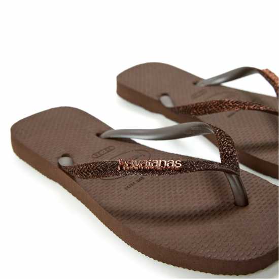 Havaianas Джапанки Women's Square Glitter Flip Flops Dark Brown 