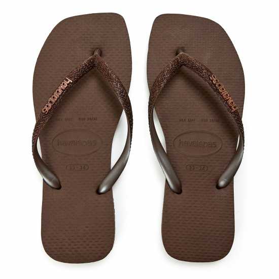 Havaianas Джапанки Women's Square Glitter Flip Flops Dark Brown 