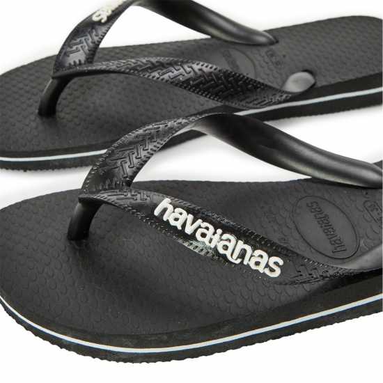 Havaianas Hav. Logo Filete Black/Black/White Flip Flops Womens Black/White Havaianas Джапанки Hav. Logo Filete Black/black/white Flip Flops Womens Black/White