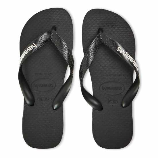 Havaianas Hav. Logo Filete Black/Black/White Flip Flops Womens Black/White Havaianas Джапанки Hav. Logo Filete Black/black/white Flip Flops Womens Black/White