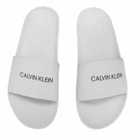 Sale Calvin Klein Logo Slides Junior White YCD Детски сандали и джапанки