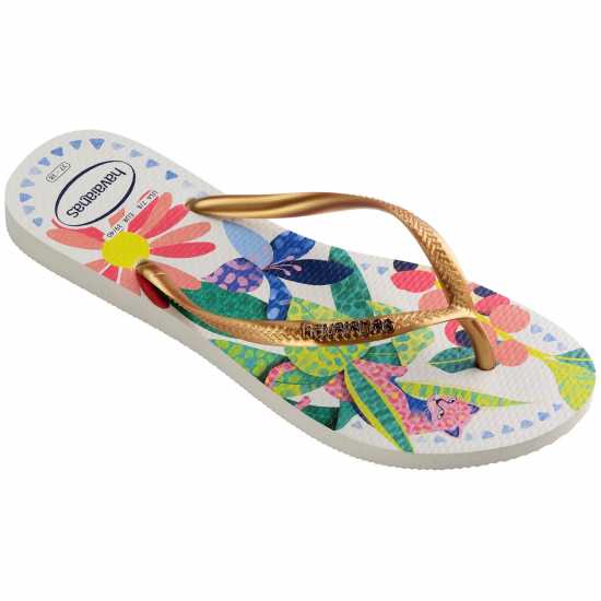 Havaianas Джапанки Hav. Slim Tropical White/blue 37/38 Flip Flops Womens Havaianas Джапанки Hav. Slim Tropical White/blue 37/38 Flip Flops Womens