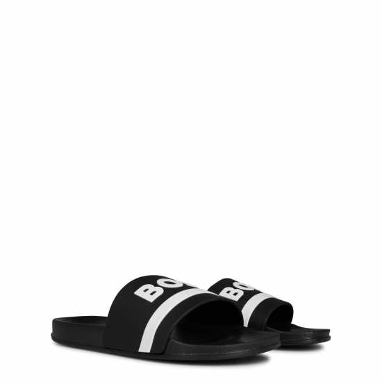 Boss Kids Logo Sliders With Logo Design Sandals Черно 09B Boss Kids Logo Sliders With Logo Design Sandals Черно 09B