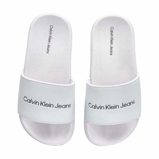 Calvin Klein Jeans Logo Sliders White Детски сандали и джапанки