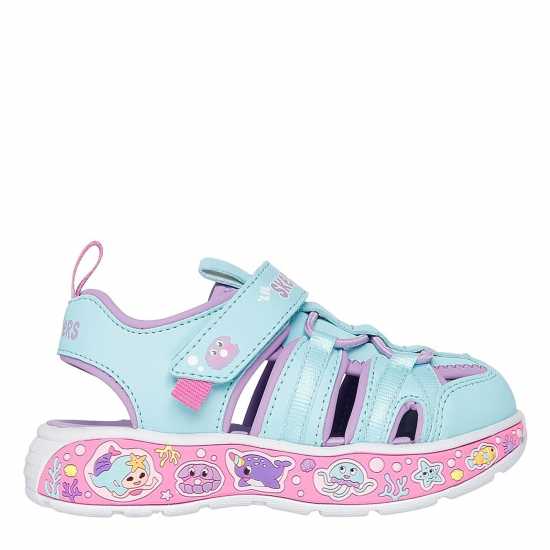 Skechers Close Toe Sandal W Bungee & Strap Flat Sandals Girls Skechers Close Toe Sandal W Bungee & Strap Flat Sandals Girls