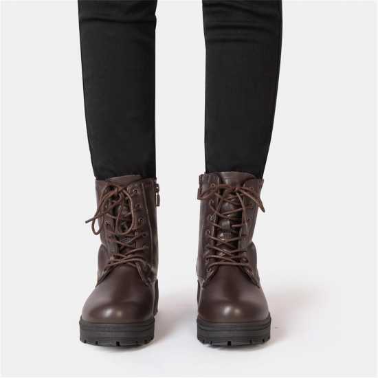 Дамски ботуши Боти Saw It First Biker Ankle Boots Women Dk Chocolate Боти Saw It First Biker Ankle Boots Women Dk Chocolate Дамски ботуши