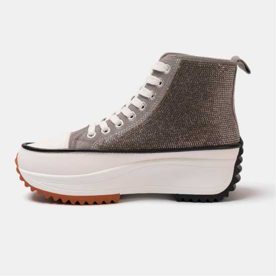Firetrap Дамски Високи Кецове Platform Hi Top Ladies Trainers Сив блестящ 