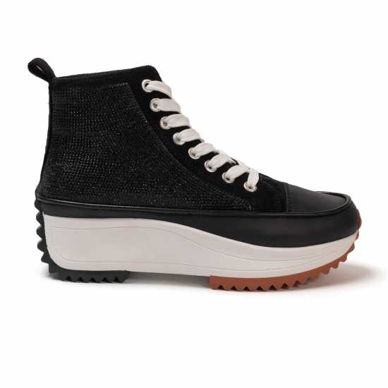 Firetrap Дамски Високи Кецове Platform Hi Top Ladies Trainers Черно блестящо Firetrap Дамски Високи Кецове Platform Hi Top Ladies Trainers Черно блестящо