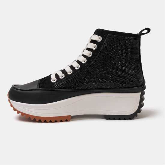 Firetrap Дамски Високи Кецове Platform Hi Top Ladies Trainers Черно блестящо Firetrap Дамски Високи Кецове Platform Hi Top Ladies Trainers Черно блестящо