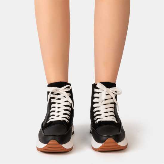 Firetrap Дамски Високи Кецове Platform Hi Top Ladies Trainers Черно блестящо Firetrap Дамски Високи Кецове Platform Hi Top Ladies Trainers Черно блестящо