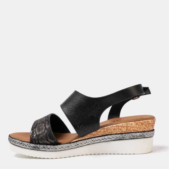 Firetrap Ella Ladies Back-Strap Wedge Sandals Black 