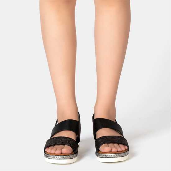 Firetrap Ella Ladies Back-Strap Wedge Sandals Black 