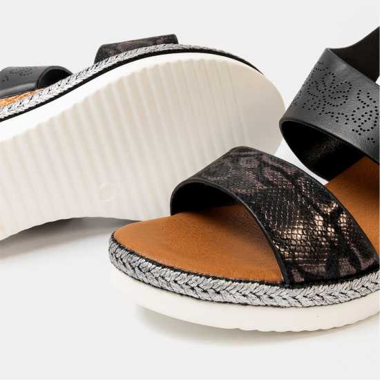 Firetrap Ella Ladies Back-Strap Wedge Sandals Black 