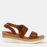 Firetrap Ella Ladies Back-Strap Wedge Sandals Brown 
