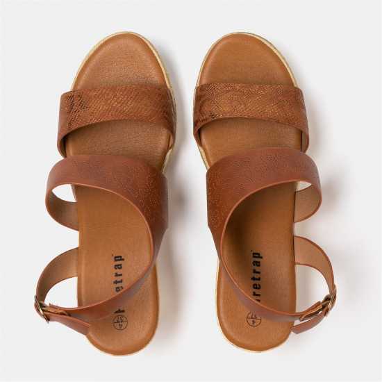 Firetrap Ella Ladies Back-Strap Wedge Sandals Brown 