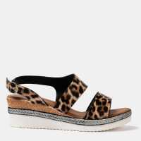 Firetrap Ella Ladies Back-Strap Wedge Sandals Leopard 