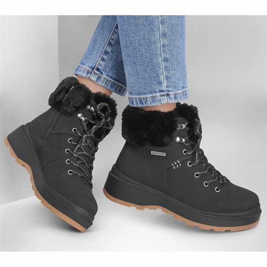 Skechers Здрави Ботуши Cozy Fashion Hiker Lace Up Wedge Bo Rugged Boots Womens  