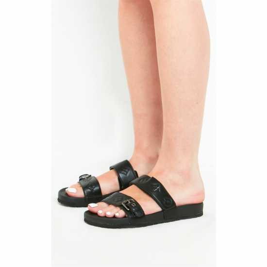 Missy Empire Black Buckle Pu Sandals  Дамски обувки