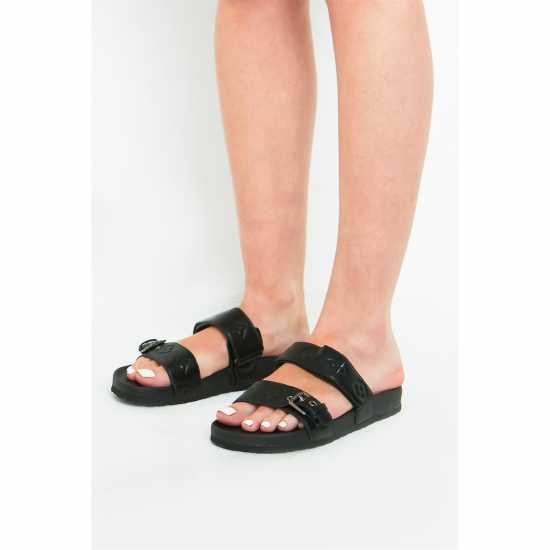 Missy Empire Black Buckle Pu Sandals  Дамски обувки