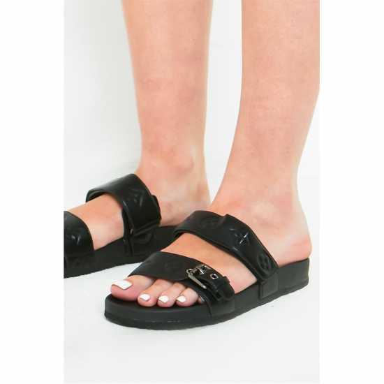 Missy Empire Black Buckle Pu Sandals  Дамски обувки